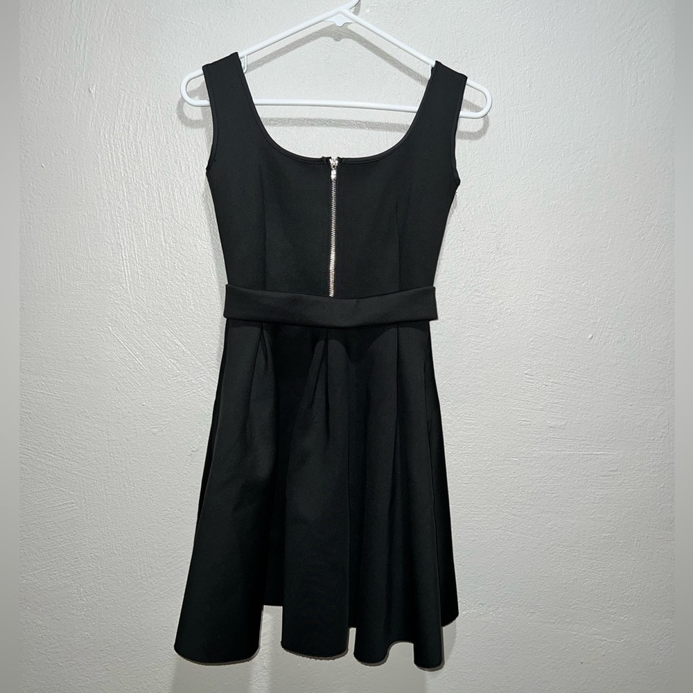 Maje Black Pleated Front Zip Mini Dress